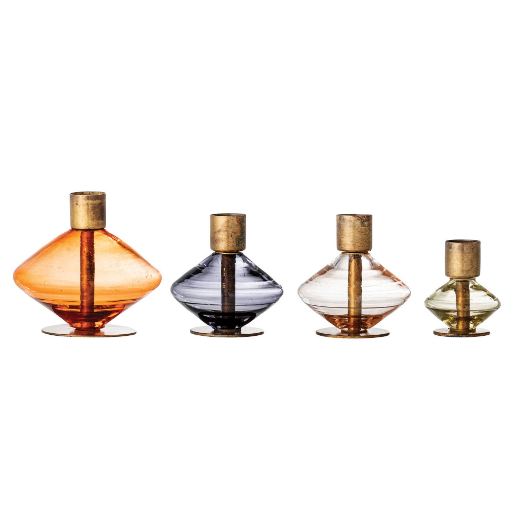 Hello Honey® Multi-Color Glass & Metal Taper Holders Set, 4ct.
